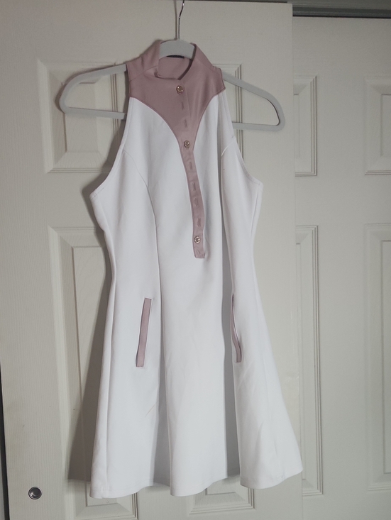 Calliope Dresses & Skirts - Sleeveless White A-Line Dress with Blush Trim